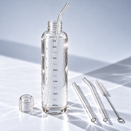 Glass straw set with The Clear Bottle