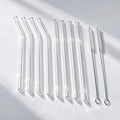 Nivosa Glass Straw Set: 4 bent and 4 straight glass straws with 2 cleaning brushes
