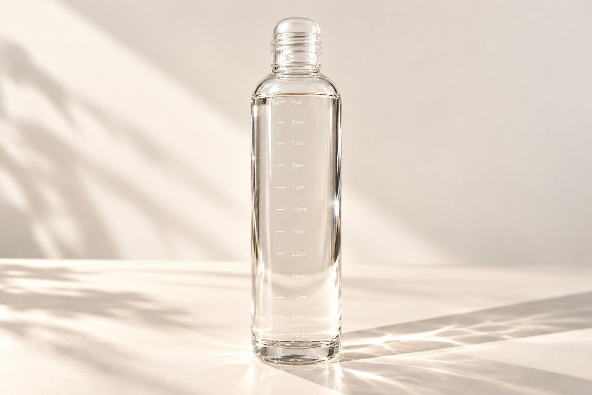 Nivosa glass bottle in soft morning light